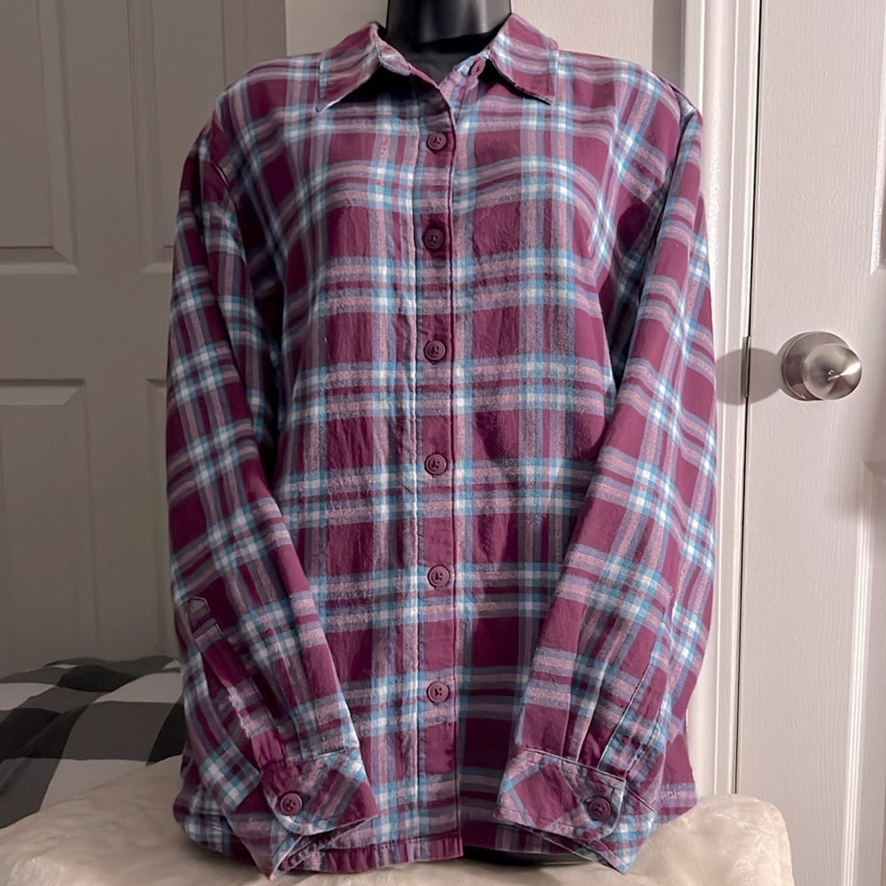 LEE RIDERS 🥾 THICK COTTON FAUX FLEECE SHERPA LINED PURPLE/BLUE PLAID SHIRT XXL - Picture 3 of 9